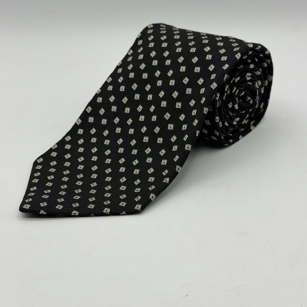 Polo Ralph Lauren Knit Tie 100% Silk Handmade Geometric Checkered Made In USA